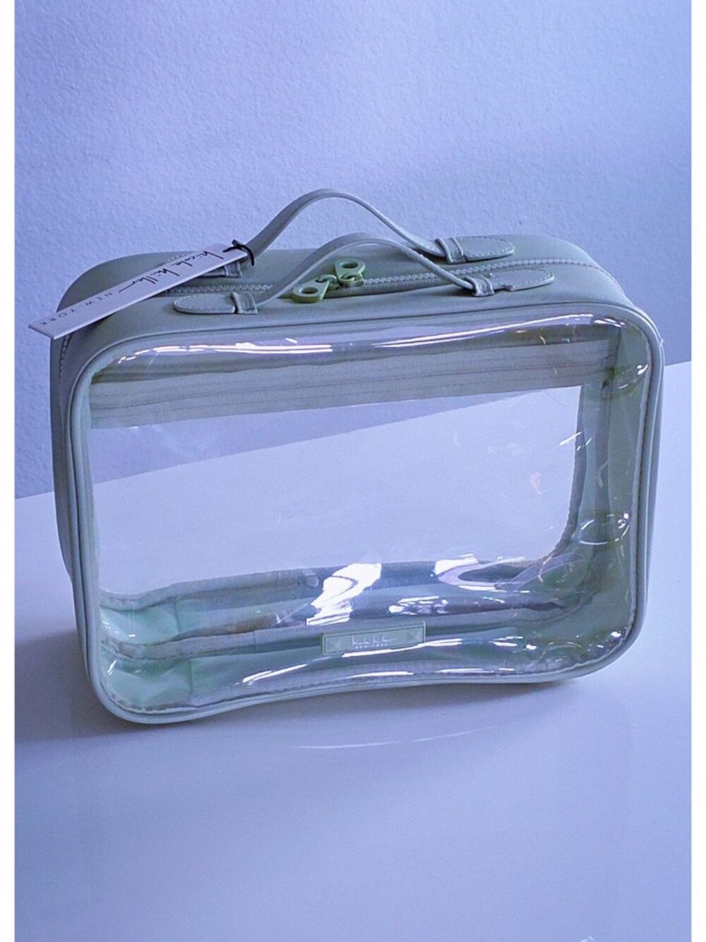 Nicole Miller New York Clear Travel Cosmetic Bag Large Organizer Mint Green